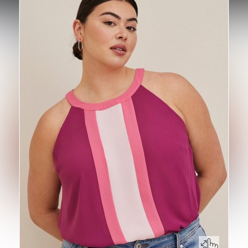 Torrid Women's Pink and Cream Halter Top